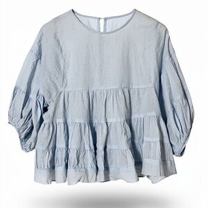 Altar'd State Soft Blue Tiered Peasant Blouse